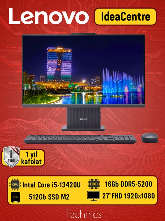 Моноблок Lenovo AIO 27" FHD i5-13420H 16GB DDR5 512GB SSD Luna Grey F0HM00N8RU - 