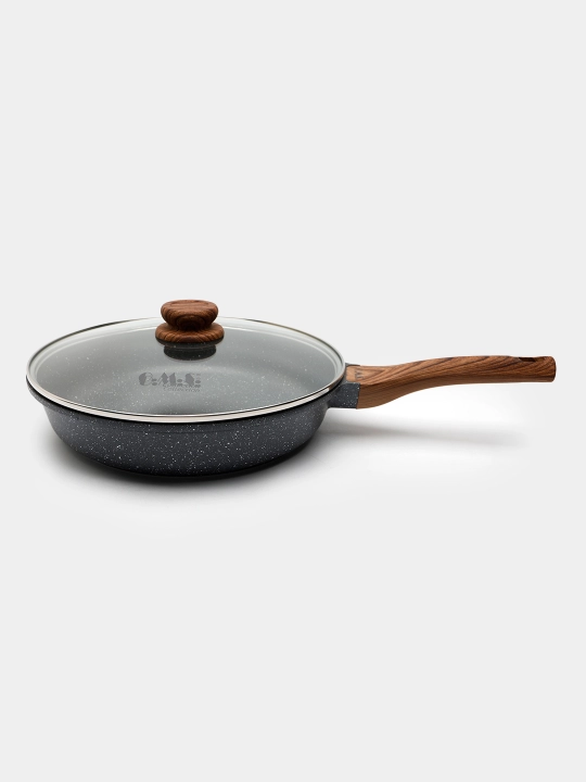Cковородка гранитная с крышкой из стекла, с антипригарным покрытием, O.M.S 15015 HP