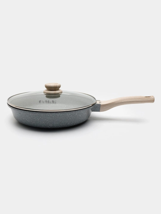 Cковородка гранитная с крышкой из стекла, с антипригарным покрытием, O.M.S 15015 HP