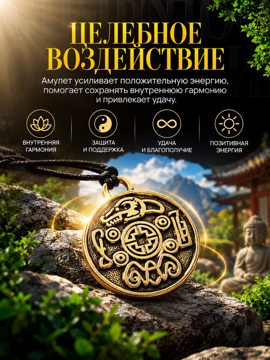 Амулет «Монета Счастья» со шнурком в подарочной коробке