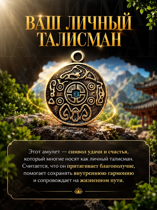 Амулет «Монета Счастья» со шнурком в подарочной коробке