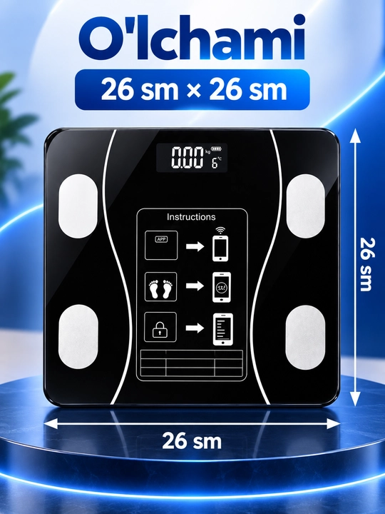 Умные электронные напольные весы с Bluetooth и приложением, до 180 кг, 26×26 см - 