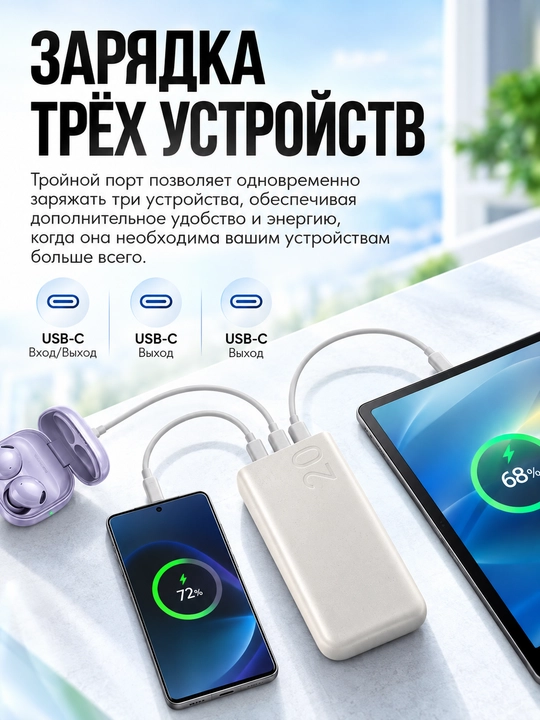 20000mA·soat sig‘im Samsung Power bank - 45 Vt/25W tez zaryadlash imkoniyati+Type-C kabeli