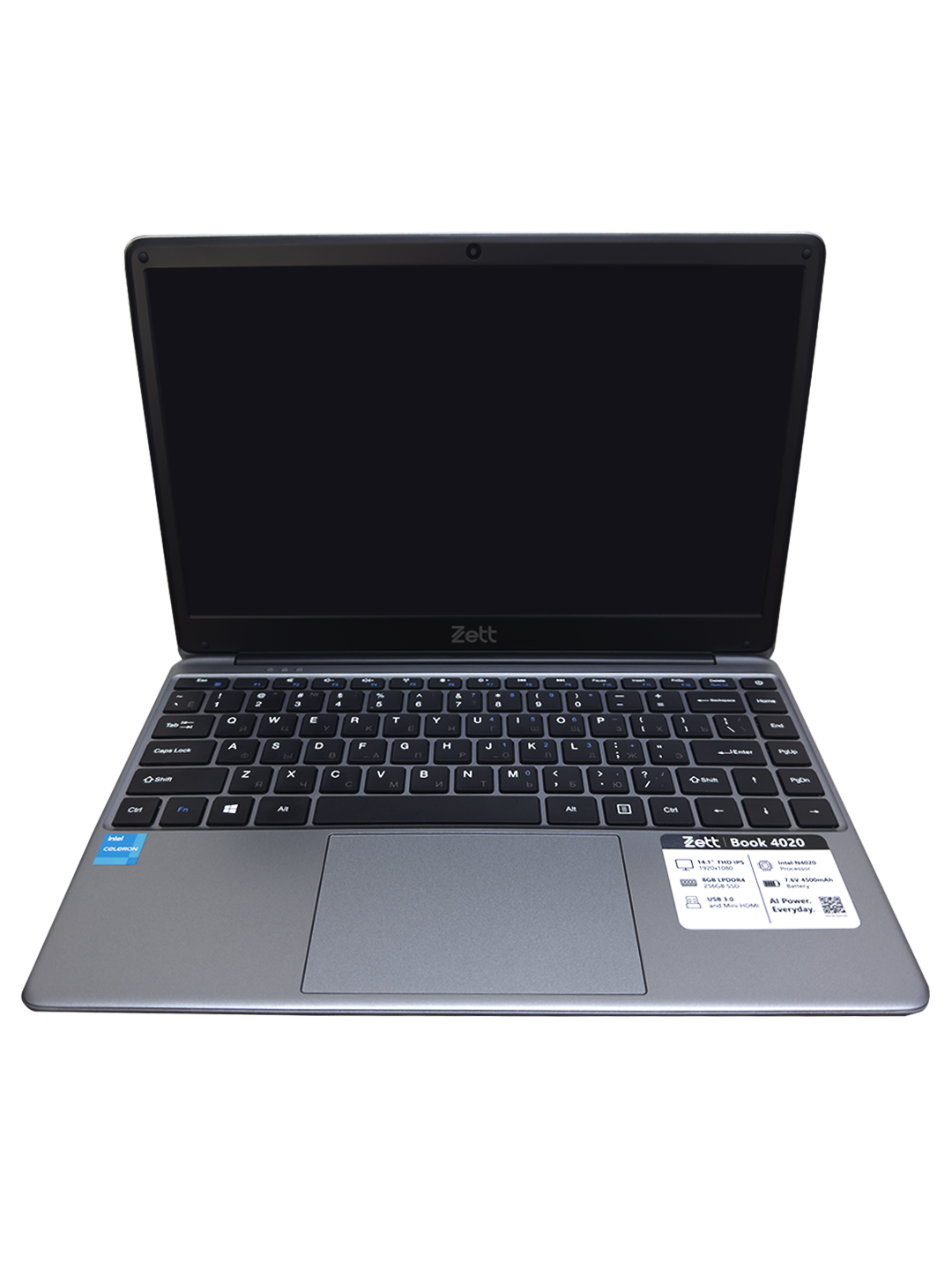 Ноутбук Zett Book 4020 14.1" FHD IPS Intel N4020 8GB/256GB SSD Windows 10 Home + Office