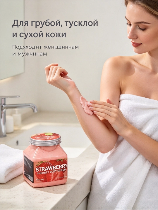 Malinali sorbet skrab 500ml, dushda teri tozalash, xiralikni yo'qotish