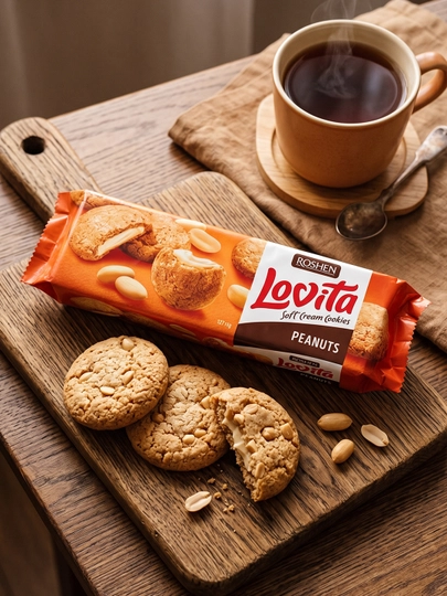 Сдобное печенье Roshen Lovita Soft Cream Cookies Peanut с арахисом, 127 г - 