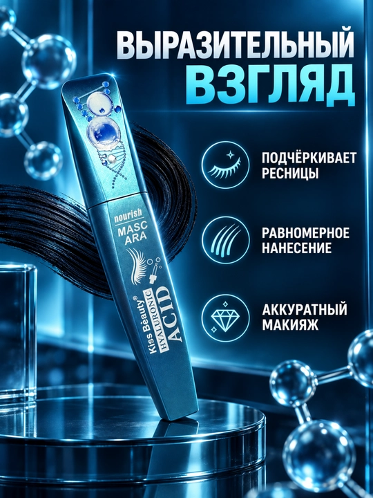 Питательная тушь для ресниц с гиалуроновой кислотой kiss beauty hyaluronic