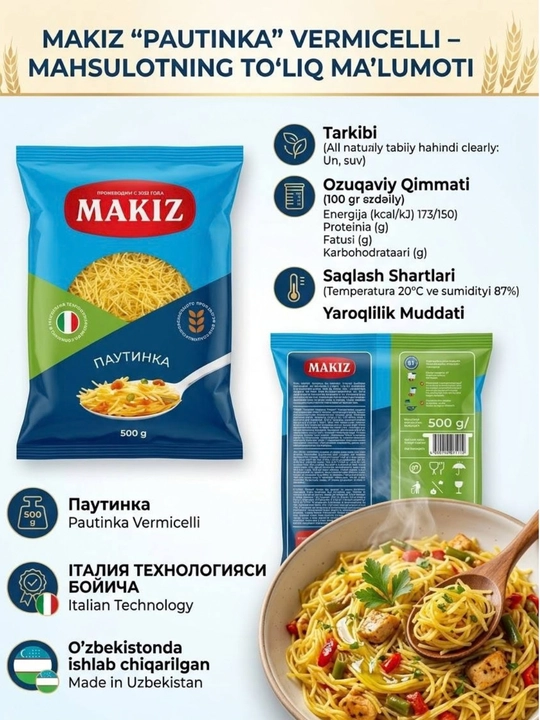 Makaronlar Makiz vermishel pautinka, 500 gr