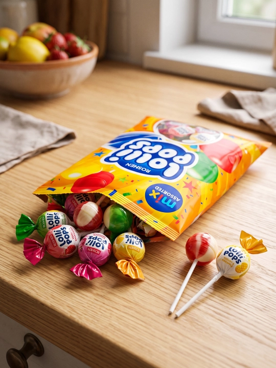 Карамель Roshen LolliPops, с йогуртовыми вкусами, 920 г