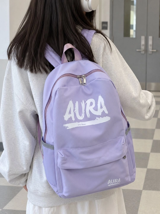 Городской рюкзак с надписью AURA, вместительный, для повседневного использования - 