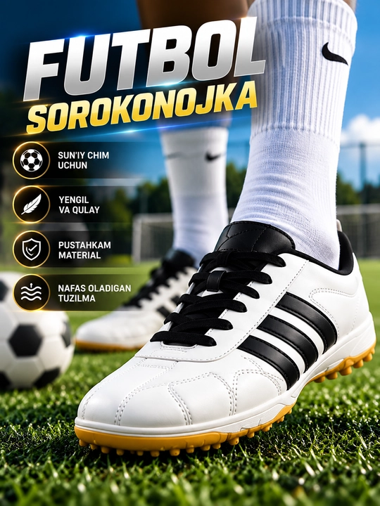 Футбольные бутсы, мужские, подростковые, сороконожки, размеры 39-44 - 