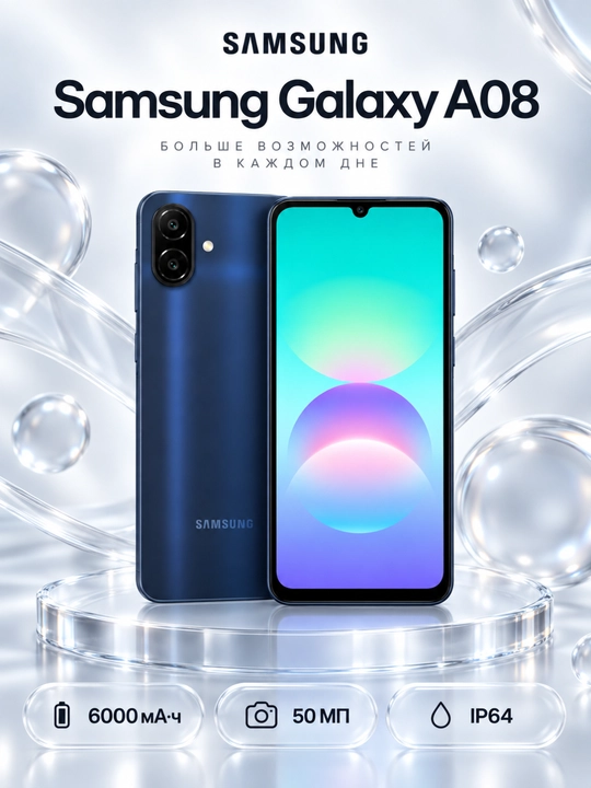 Samsung Galaxy A08 128GB smartfon, katta ekran, kamera, Android, Dual SIM - 