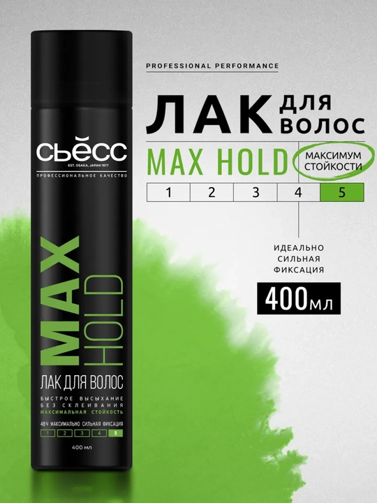 Лак для волос SYOSS Max Hold , сильная фиксация, экстра фиксация 400 мл - 