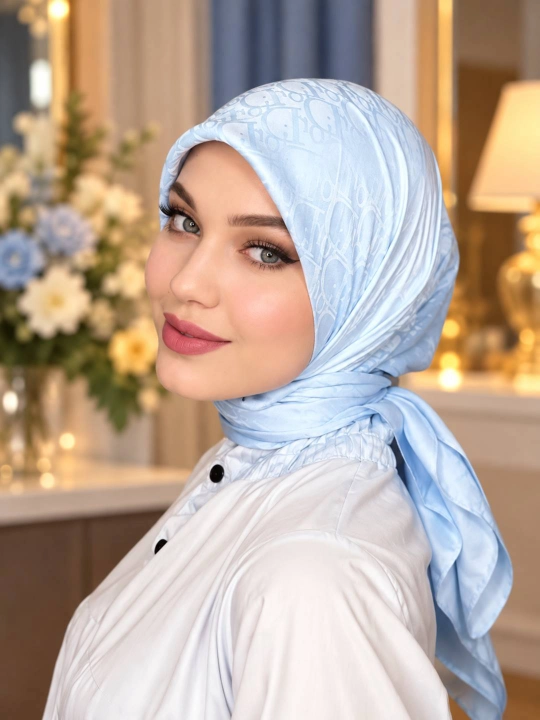 Шелковый платок Dior для женщин и девочек, подарок, хиджаб 95 х 95 см - 