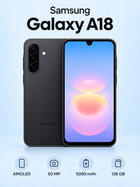 Samsung Galaxy A18 128GB smartfon, 6.7" AMOLED 90 Gs, 50 MP, 5000 mA·soat, Dual SIM