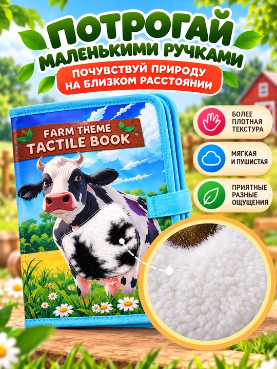 Usborne Busy Book, fetrdan tayyorlangan bizibord-kitob - kichkintoylar uchun taktil rivojlantiruvchi kitob - 