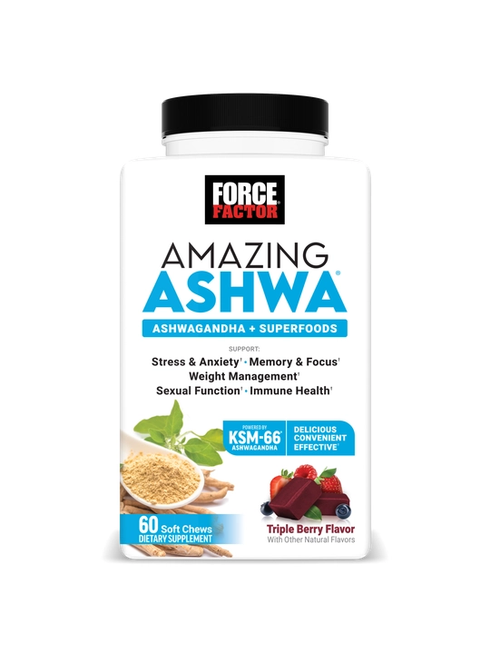 Force Factor Amazing Ashwa Soft Chews Ashvaganda KSM-66, 60 chaynaladigan tabletka - 