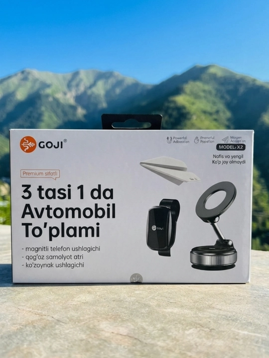 3 tasi 1 da  X2 — avtomobil uchun magnitli telefon ushlagichi va aksessuarlar to‘plami