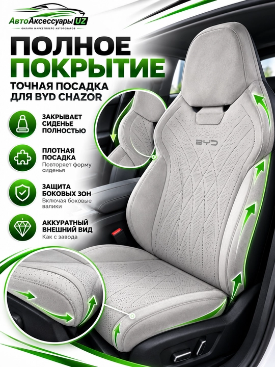 Авточехлы BYD CHAZOR, полный комплект на передние и задние сиденья, синие