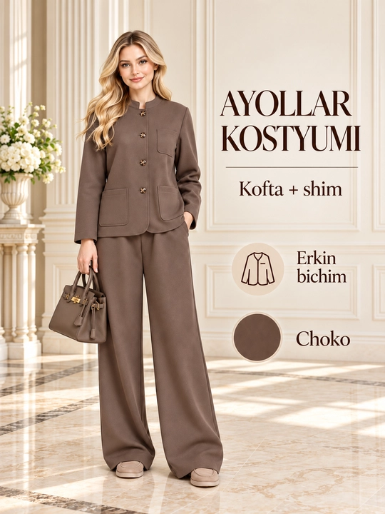 Ayollar uchun dvoyka, kastyum shim, ish o'qish uchun komplekt - 
