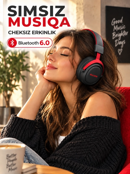 Mikrofon bilan simsiz o'yin naushnik, Bluetooth 6.1, 7.1 surround ovoz, past kechikish