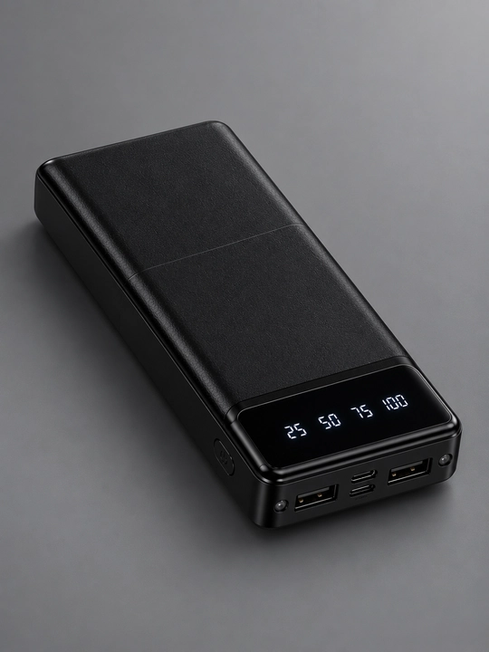 Power Bank 20000 мАч | 2 выхода USB, вход Type-C + Micro USB, цифровой дисплей, подсветка - 