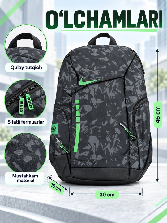 Nike Elite ryukzak erkaklar va ayollar uchun, sport, maktab, ish va o‘qish uchun, uniseks