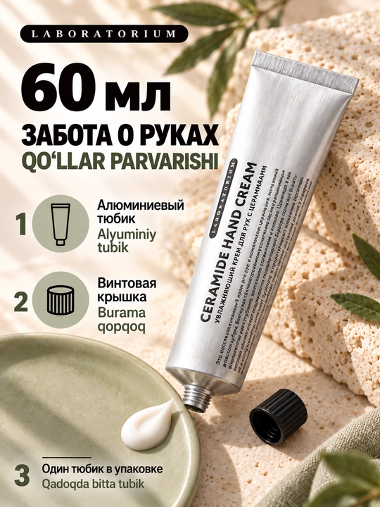 Крем для рук Laboratorium, с церамидами и мочевиной, 60 мл