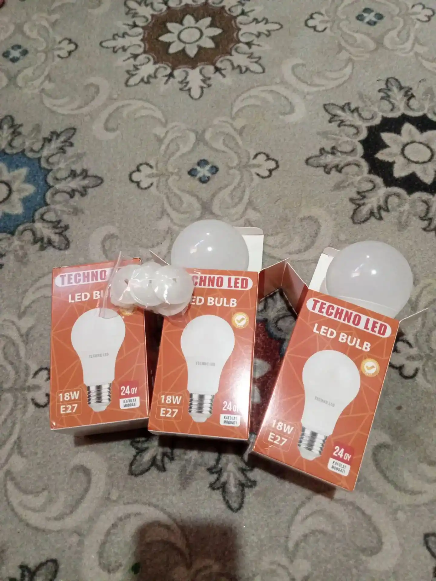 LED lampochka TECHNO LED, E27, 7W/10W/12W/15W/18W, 6500K sovuq oq nur, 220V, BONUS, SOVG‘A