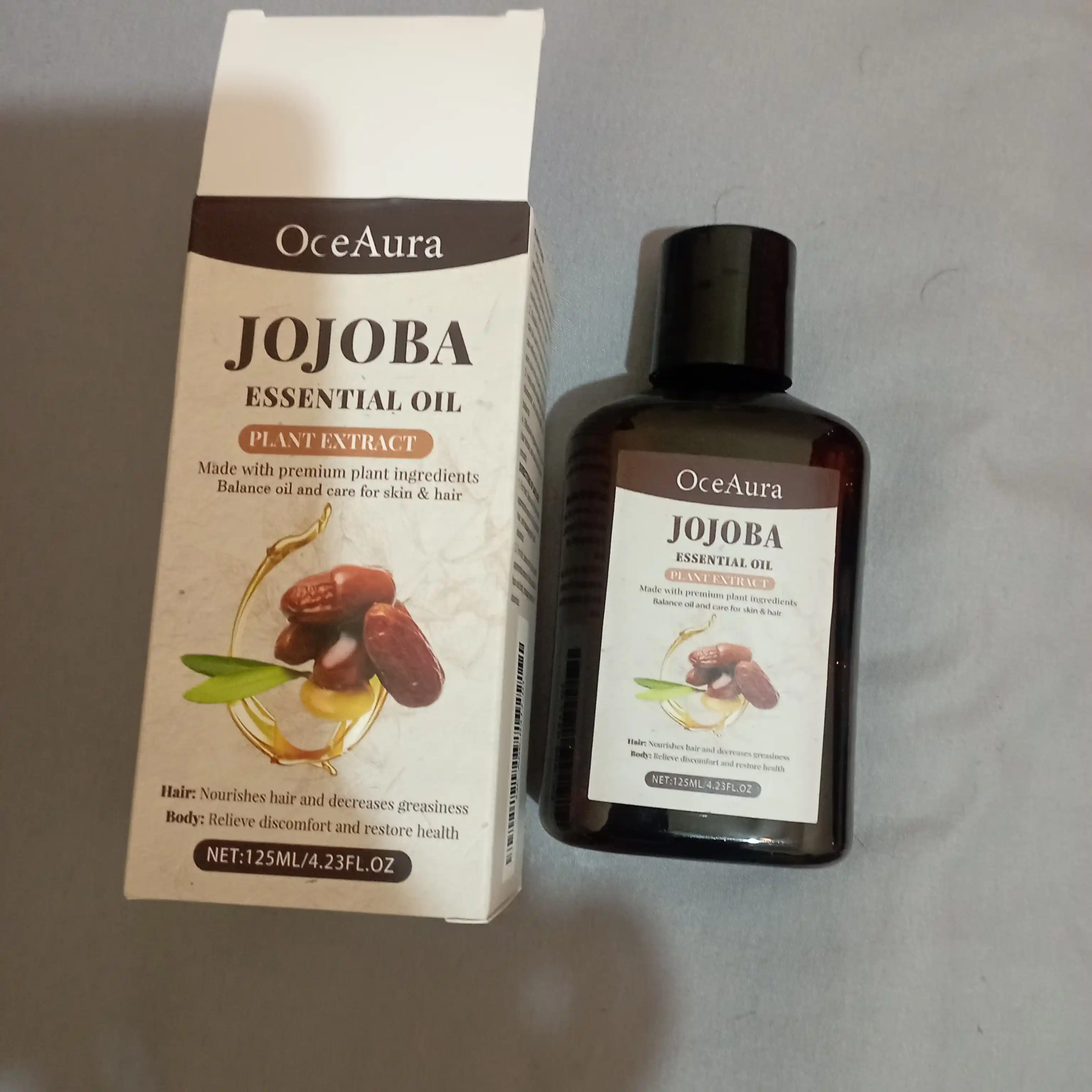 Soch va tana terisi uchun jojobali OceAura kosmetik moyi, 125 ml