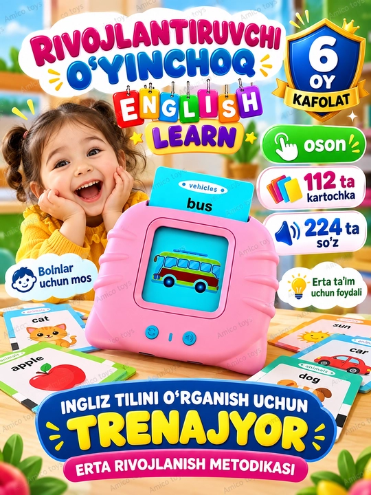 Bolalar uchun rivojlantiruvchi planshet "Ingliz tilini o'rganamiz": so'zlar, alifbo va h.k - 