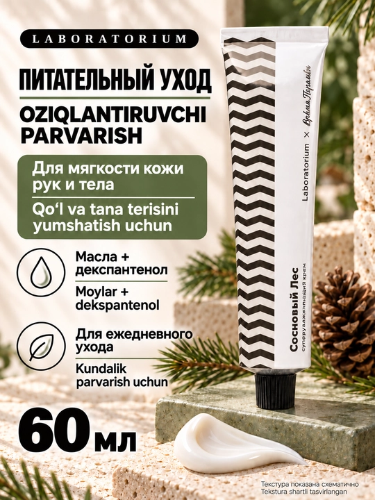 Крем для рук Laboratorium × Мыльная Белка с декспантенолом, 60 мл