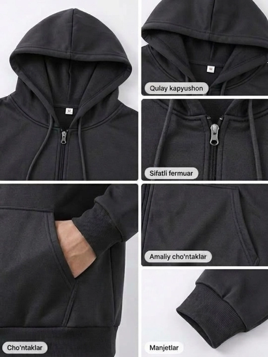 Ayollar uchun oversized xudi, kapushonli va fleece astarli issiq svitshot