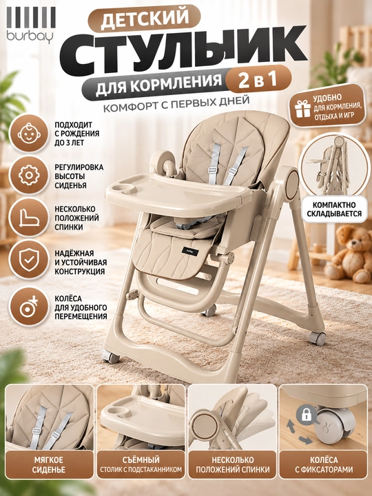 Детский стульчик для кормления 2 в 1 Burbay - 