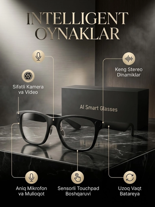 Умные смарт-очки AI Smart Glasses с камерой, Bluetooth динамиком и микрофоном
