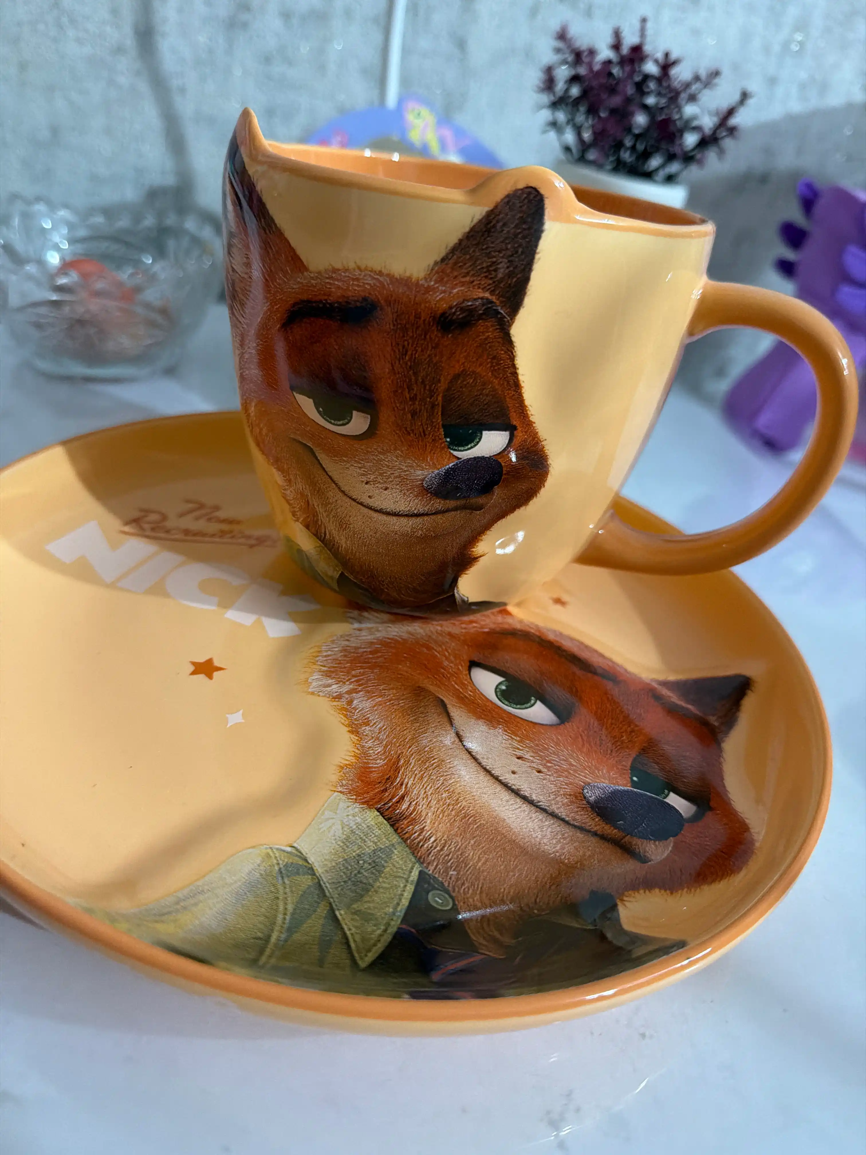 Кружка Nick Wilde, набор детской посуды Disney, 4 части