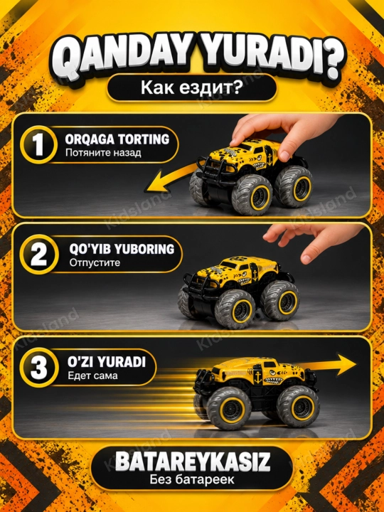 Moshina bolalar uchun, inersion monster-trak mashincha o'yinchoq, 8 sm