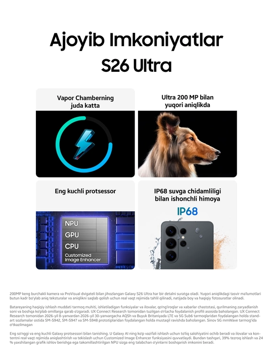 Smartfon Samsung Galaxy S26 Ultra 6,9" QHD+ AMOLED 120Hz 200MP 5000mAh 5G Snapdragon Elite