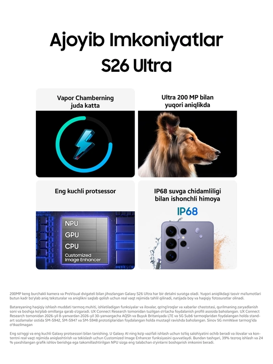 Smartfon Samsung Galaxy S26 Ultra 6,9" QHD+ AMOLED 120Hz 200MP 5000mAh 5G Snapdragon Elite