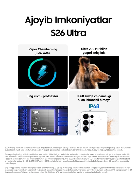Smartfon Samsung Galaxy S26 Ultra 6,9" QHD+ AMOLED 120Hz 200MP 5000mAh 5G Snapdragon Elite