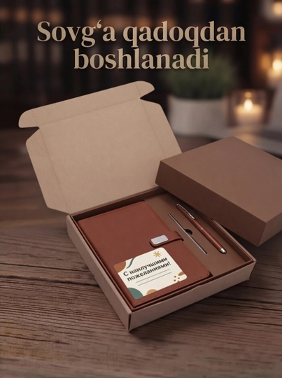Sovg‘a to‘plami, bloknot va ruchka, 6 in 1, sanasiz kundalik daftar, A5