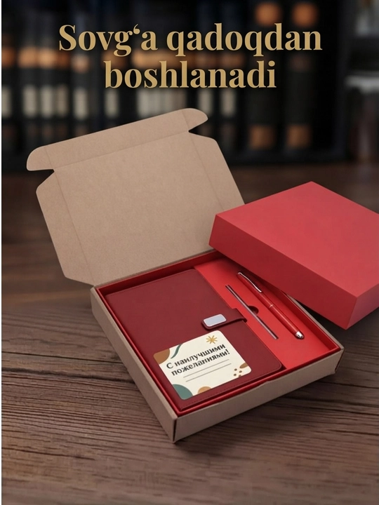 Sovg‘a to‘plami, bloknot va ruchka, 6 in 1, sanasiz kundalik daftar, A5