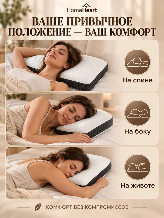 To‘plamda 1-2 ta ortopedik yostiq, Memory Foam 65x40 sm o‘lchamdagi anatomik uyqu yostig‘i