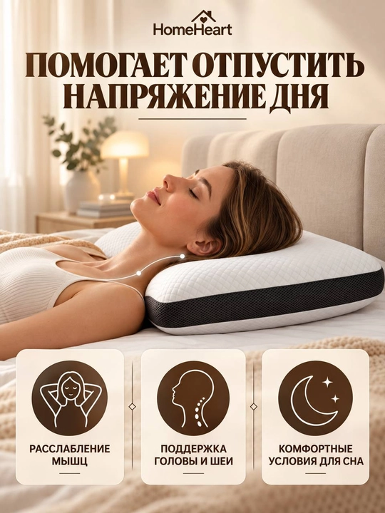 To‘plamda 1-2 ta ortopedik yostiq, Memory Foam 65x40 sm o‘lchamdagi anatomik uyqu yostig‘i