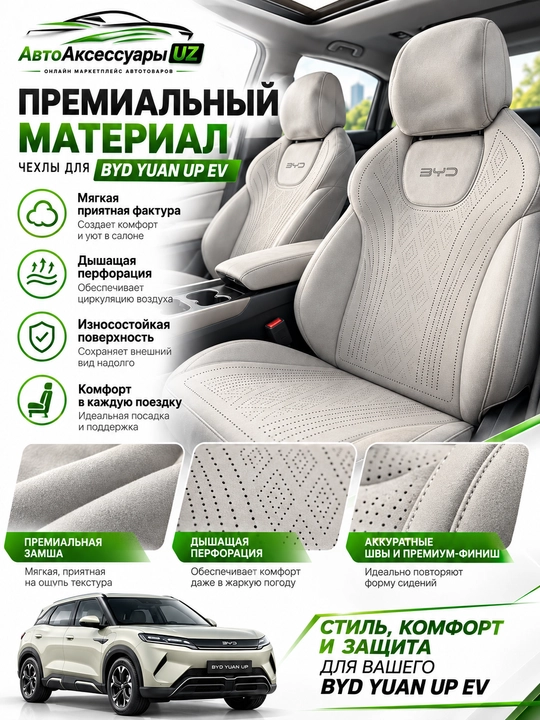 BYD Yuan Up EV old o‘rindiqlari uchun nakidka, 2 dona, qora