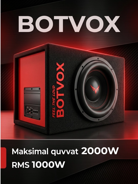 BOTVOX 2000W faol avtomobil sabvuferi (ichki kuchli kuchaytirgich bilan) - 