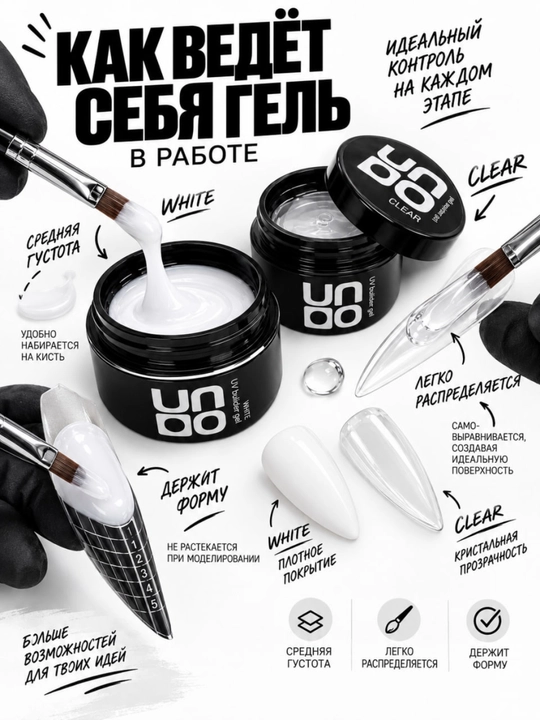 UNO tirnoq uzaytirish, mustahkamlash va modellashtirish geli WHITE / CLEAR, 15 m