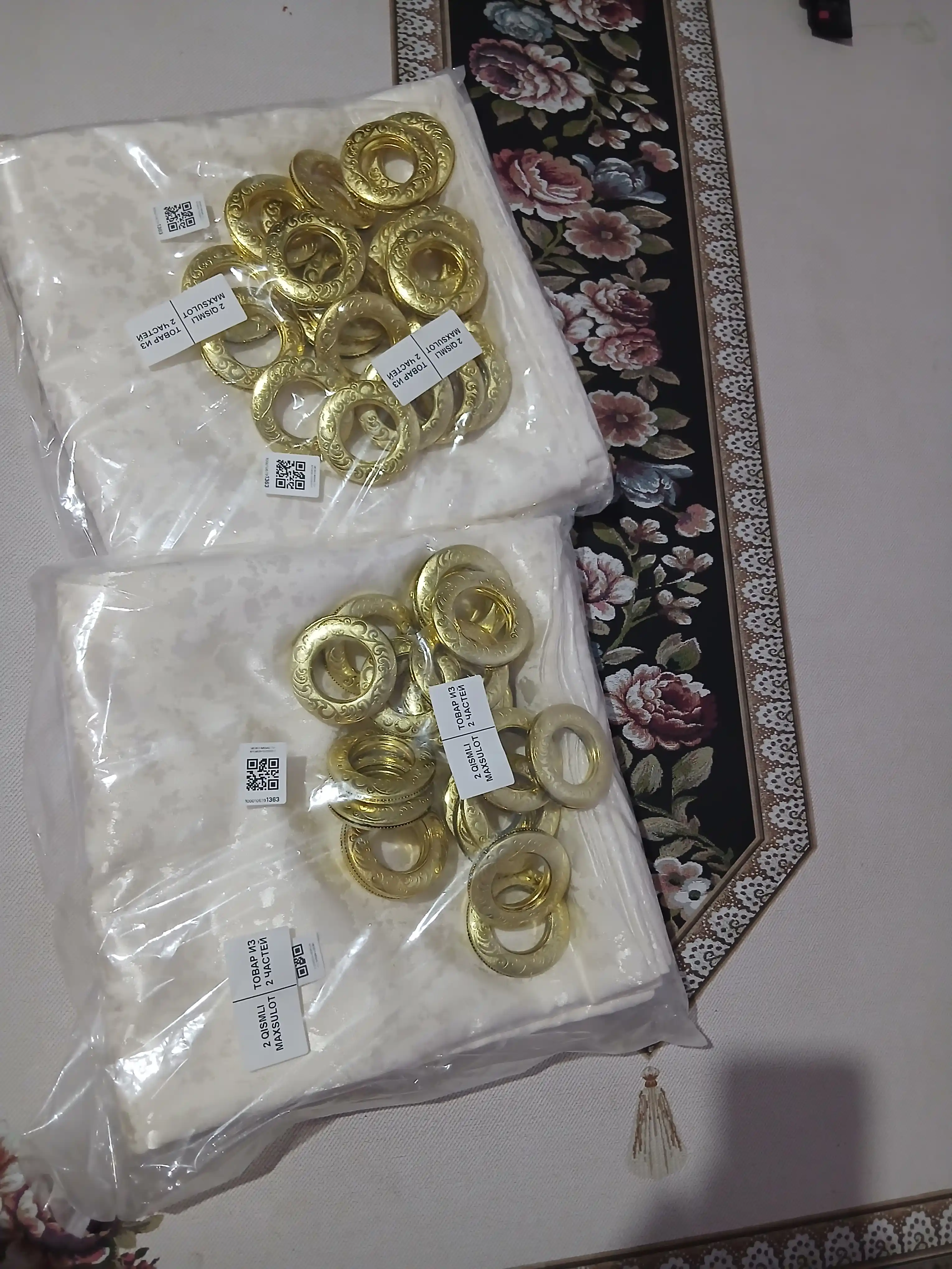 MERIS Marmar fakturali lyuversli parda, 2 dona, 150×280 sm, yotoqxona va mehmonxona uchun