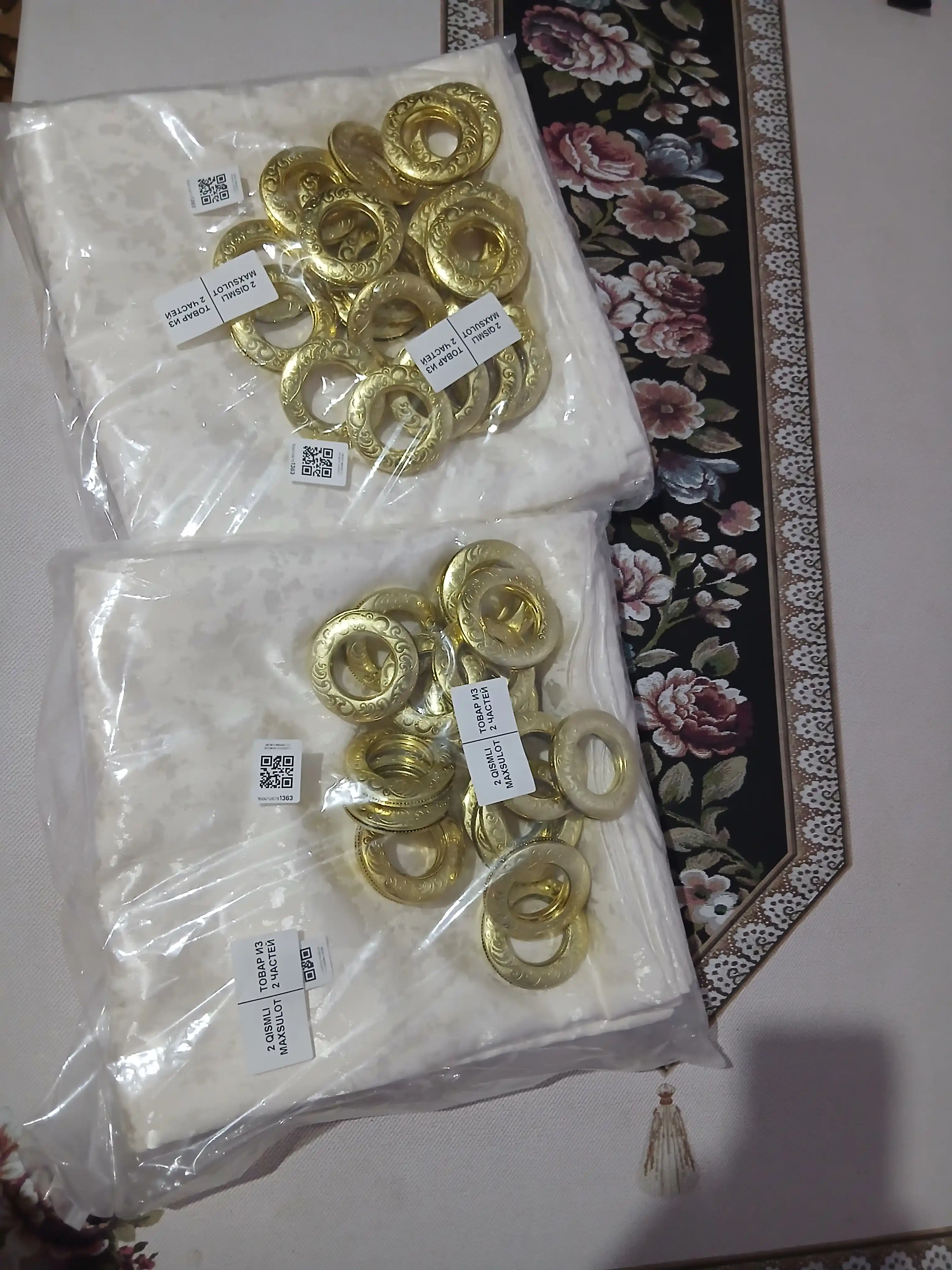 MERIS Marmar fakturali lyuversli parda, 2 dona, 150×280 sm, yotoqxona va mehmonxona uchun