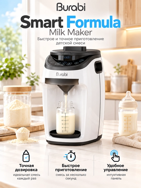 Burabi Smart Formula Milk Maker GK2412A, bolalar sutli aralashmasini tayyorlash avtomati - 